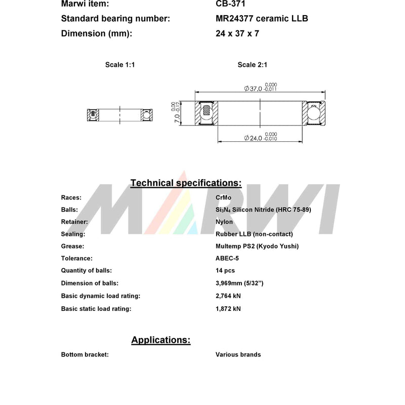 Load image into Gallery viewer, Union kogellager ball bearing cb-371 24x37x7
