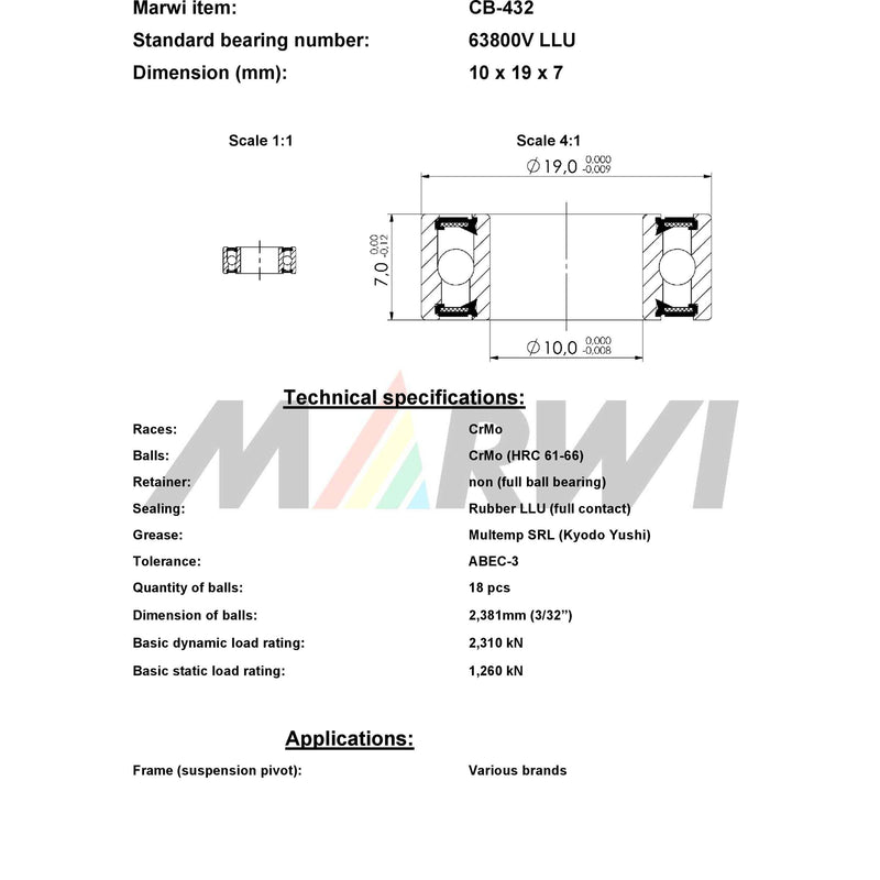 Load image into Gallery viewer, Union kogellager ball bearing cb-432 10x19x7
