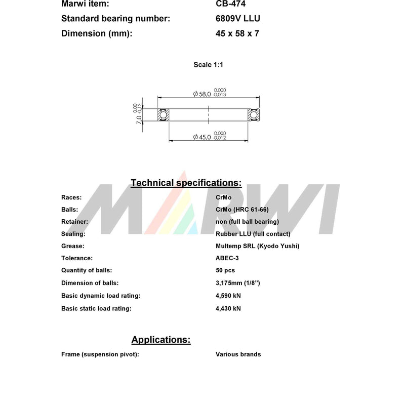 Load image into Gallery viewer, Union kogellager ball bearing cb-474 45x58x7
