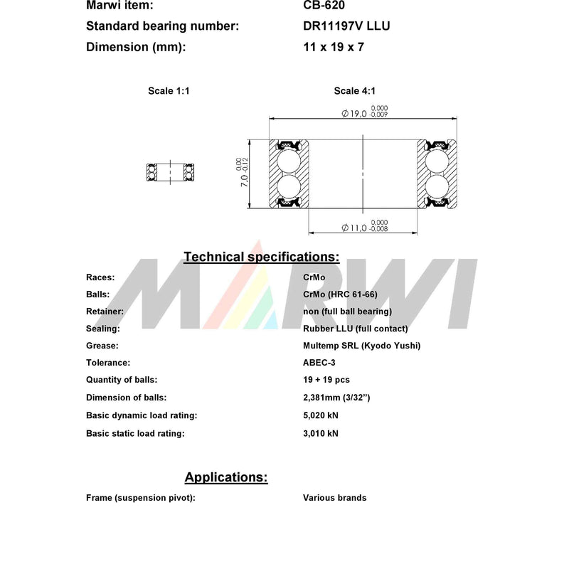 Load image into Gallery viewer, Union kogellager max cb-620 dr11197v llu
