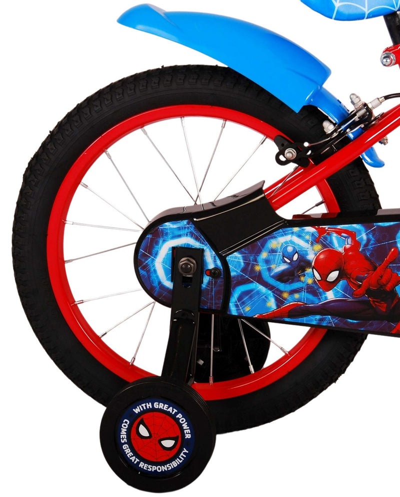 Load image into Gallery viewer, Spiderman Ultimate Spider-Man Kinderfiets Jongens 16 inch Blauw Rood Twee handremmen
