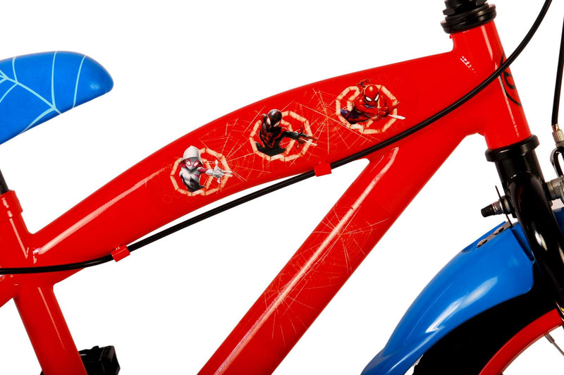 Load image into Gallery viewer, Spiderman Ultimate Spider-Man Kinderfiets Jongens 16 inch Blauw Rood Twee handremmen
