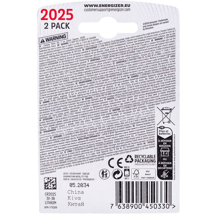 Load image into Gallery viewer, Enerdis energizer batterij lithium 3v cr2025 blister (2st)
