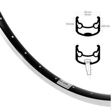 Ryde velg 28 inch 622 andra 30 zwart geslepen zijkant 36