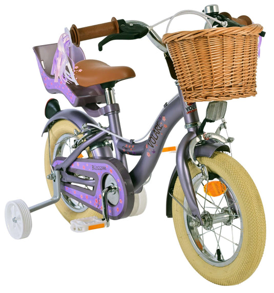 Volare blossom kinderfiets - meisjes - 12 inch - paars - twee handremmen