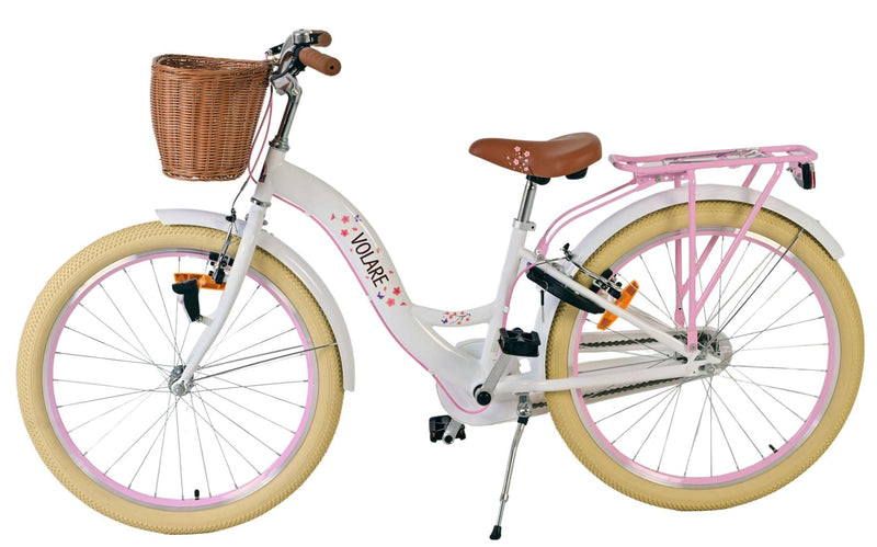 Load image into Gallery viewer, Volare blossom kinderfiets - meisjes - 24 inch - wit - twee handremmen
