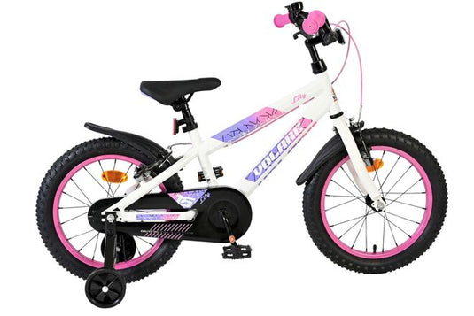 Volare lily kinderfiets - meisjes - 16 inch - wit roze paars - twee handremmen