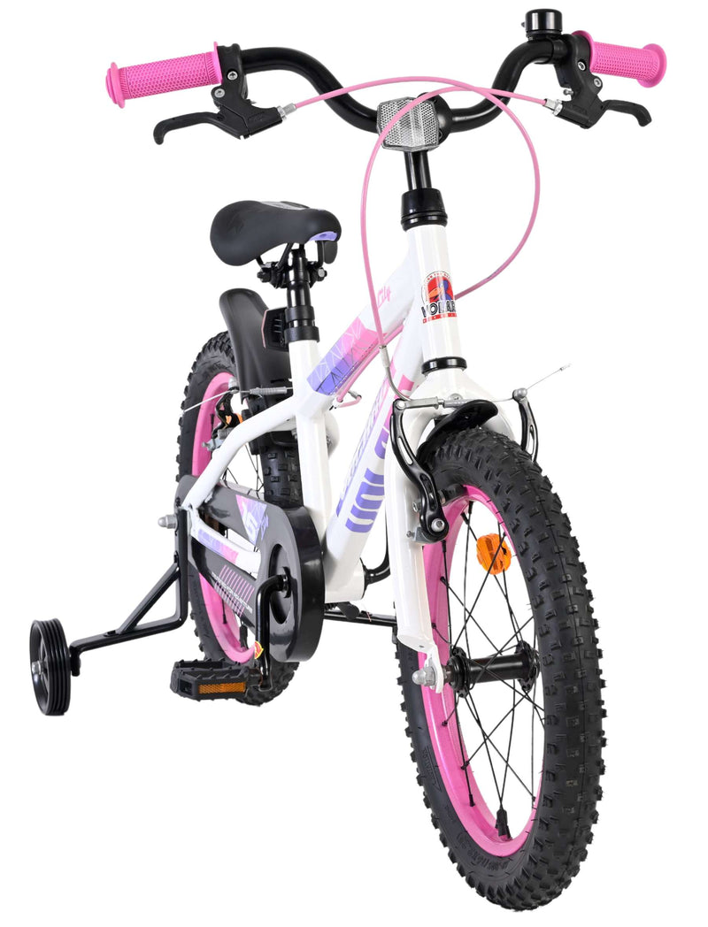 Afbeelding laden in galerijviewer, Volare lily kinderfiets - meisjes - 16 inch - wit roze paars - twee handremmen
