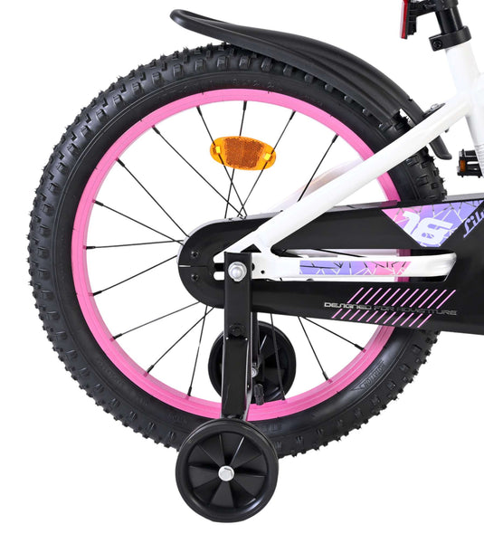 Volare lily kinderfiets - meisjes - 18 inch - wit roze paars - twee handremmen