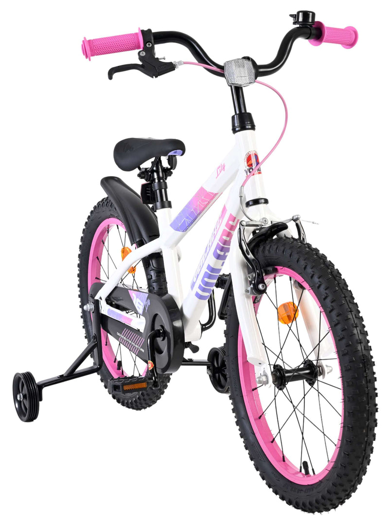 Load image into Gallery viewer, Volare lily kinderfiets - meisjes - 18 inch - wit roze paars - twee handremmen
