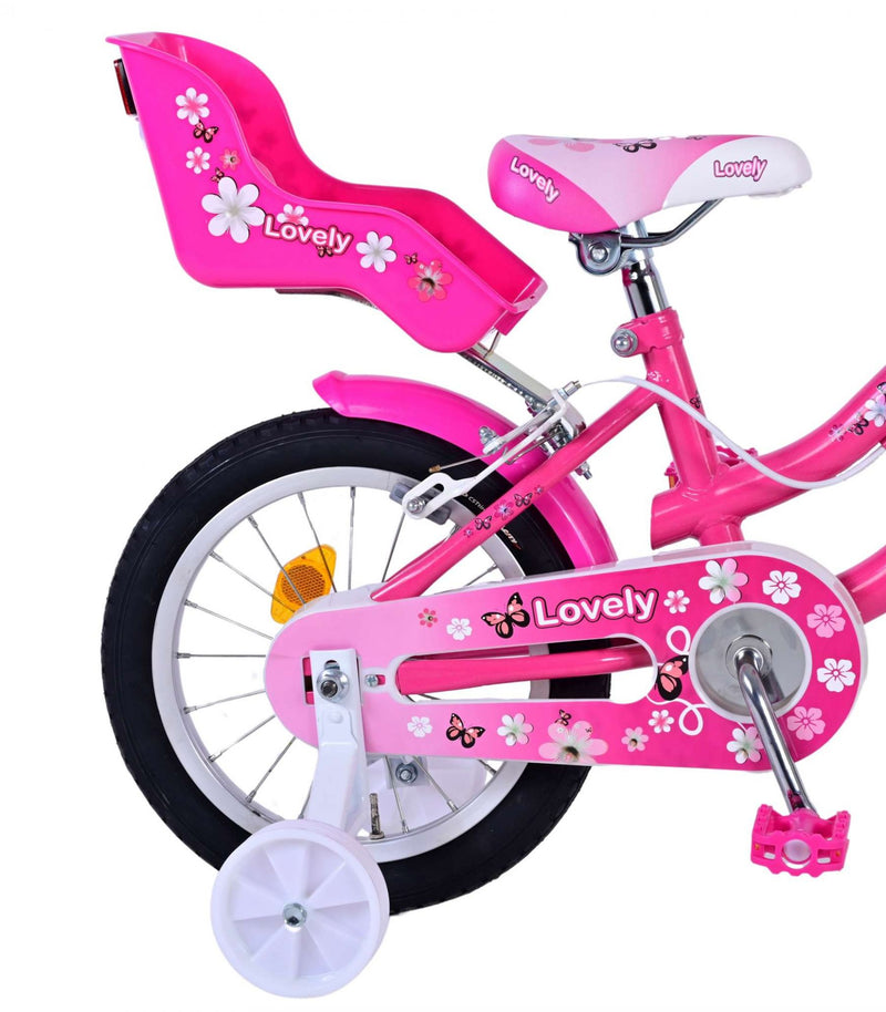 Load image into Gallery viewer, Volare Lovely Kinderfiets Meisjes 14 inch Roze Wit Twee Handremmen
