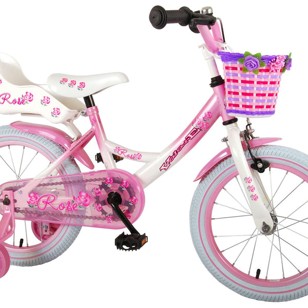 Volare Rose Kinderfiets - Meisjes - 16 inch - Roze Wit - 95% afgemonteerd