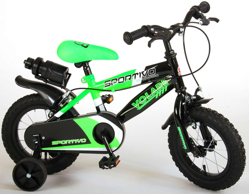 Load image into Gallery viewer, Volare Sportivo Kinderfiets Jongens 12 inch Neon Groen Zwart Twee Handremmen 95% afgemonteerd
