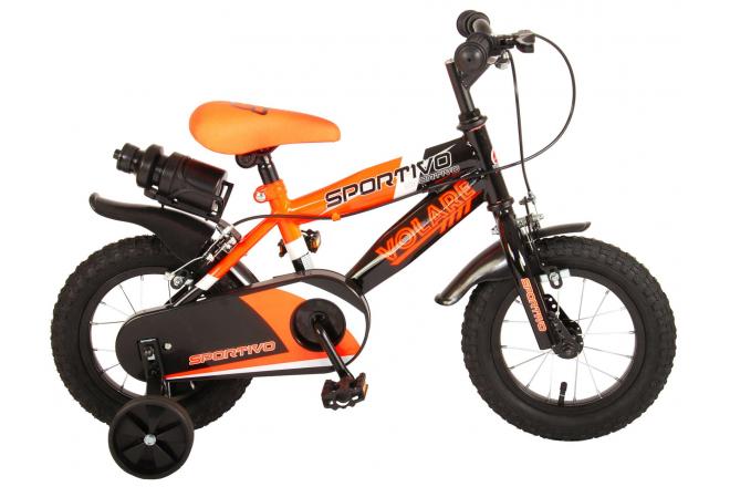 Load image into Gallery viewer, Volare Sportivo Kinderfiets - Jongens - 12 inch - Neon Oranje Zwart - Twee Handremmen - 95% afgemonteerd
