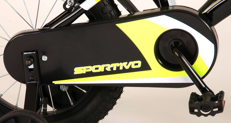 Load image into Gallery viewer, Volare Sportivo Kinderfiets Jongens 14 inch Neon Geel Zwart Twee Handremmen 95% afgemonteerd
