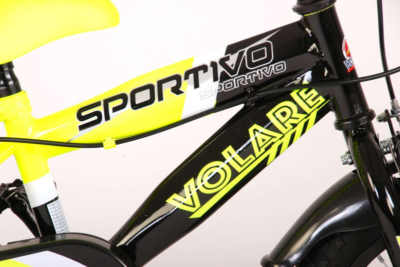 Load image into Gallery viewer, Volare Sportivo Kinderfiets Jongens 14 inch Neon Geel Zwart Twee Handremmen 95% afgemonteerd
