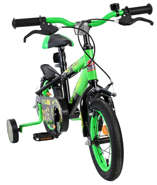 Volare strike kinderfiets - jongens - 12 inch - zwart groen - twee handremmen