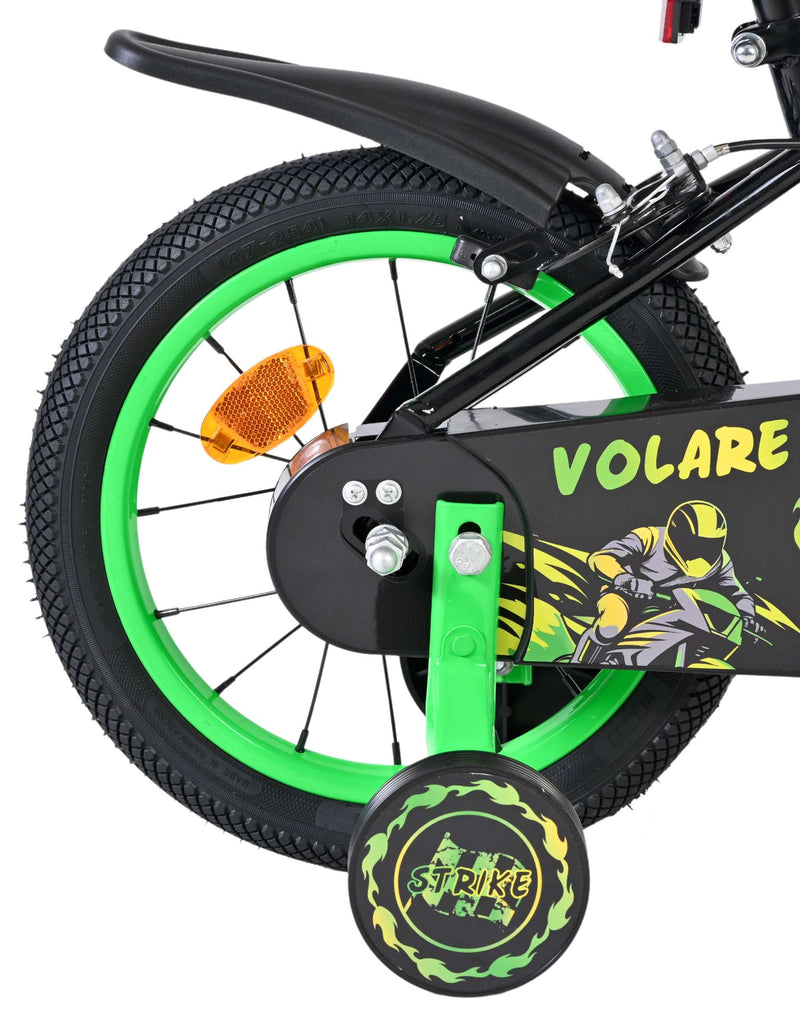 Load image into Gallery viewer, Volare strike kinderfiets - jongens - 14 inch - zwart groen - twee handremmen
