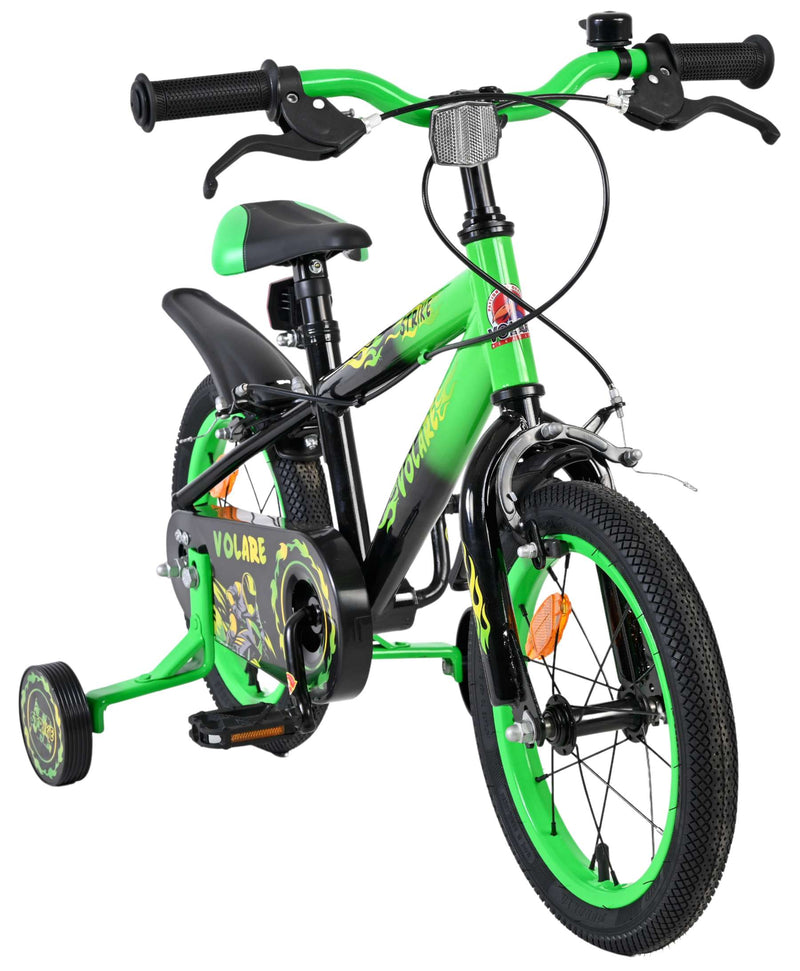 Load image into Gallery viewer, Volare strike kinderfiets - jongens - 14 inch - zwart groen - twee handremmen
