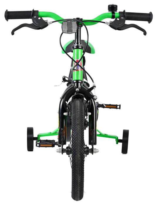 Volare strike kinderfiets - jongens - 14 inch - zwart groen - twee handremmen