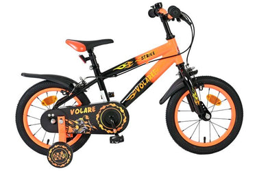Volare strike kinderfiets - jongens - 14 inch - zwart oranje - twee handremmen