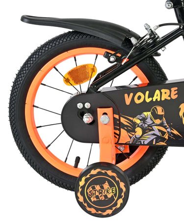 Volare strike kinderfiets - jongens - 14 inch - zwart oranje - twee handremmen