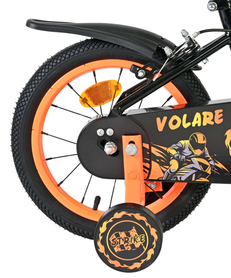Load image into Gallery viewer, Volare strike kinderfiets - jongens - 14 inch - zwart oranje - twee handremmen
