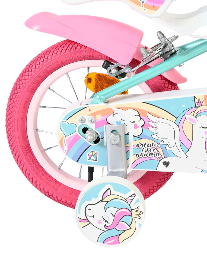 Load image into Gallery viewer, Volare unicorn kinderfiets - meisjes - 12 inch - groen - twee handremmen
