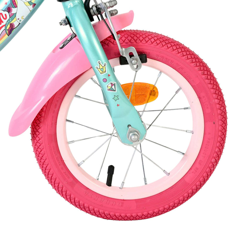 Load image into Gallery viewer, Volare unicorn kinderfiets - meisjes - 12 inch - groen - twee handremmen
