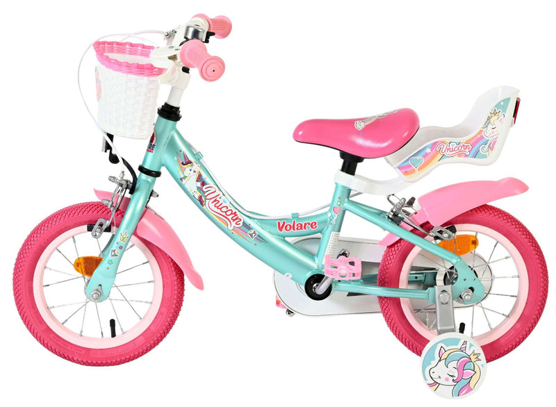 Load image into Gallery viewer, Volare unicorn kinderfiets - meisjes - 12 inch - groen - twee handremmen
