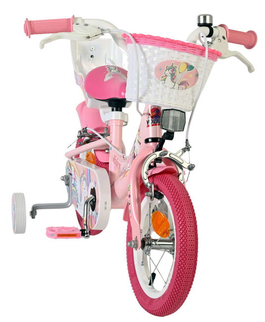 Volare unicorn kinderfiets - meisjes - 12 inch - roze - twee handremmen