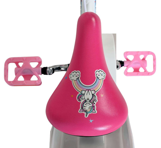 Volare unicorn kinderfiets - meisjes - 12 inch - wit - twee handremmen