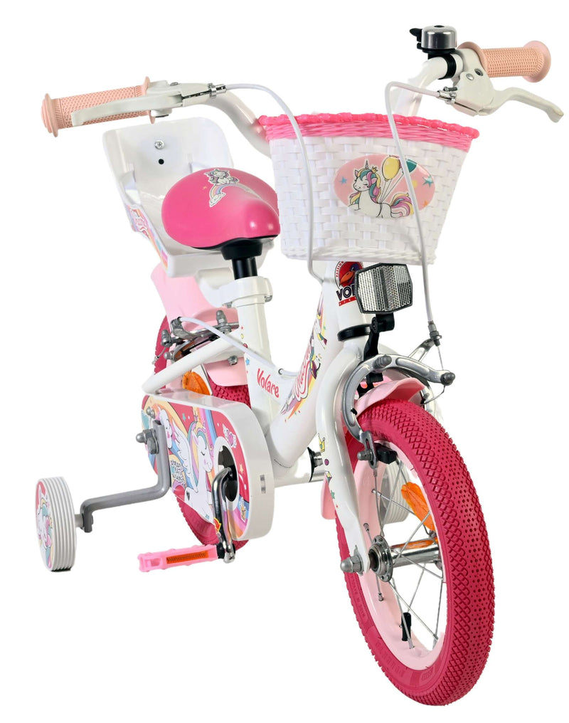 Load image into Gallery viewer, Volare unicorn kinderfiets - meisjes - 12 inch - wit - twee handremmen
