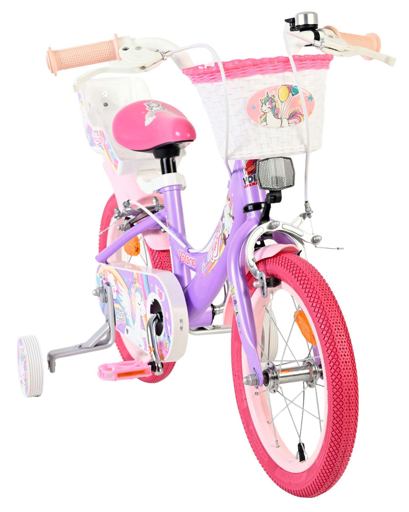 Load image into Gallery viewer, Volare unicorn kinderfiets - meisjes - 14 inch - paars - twee handremmen
