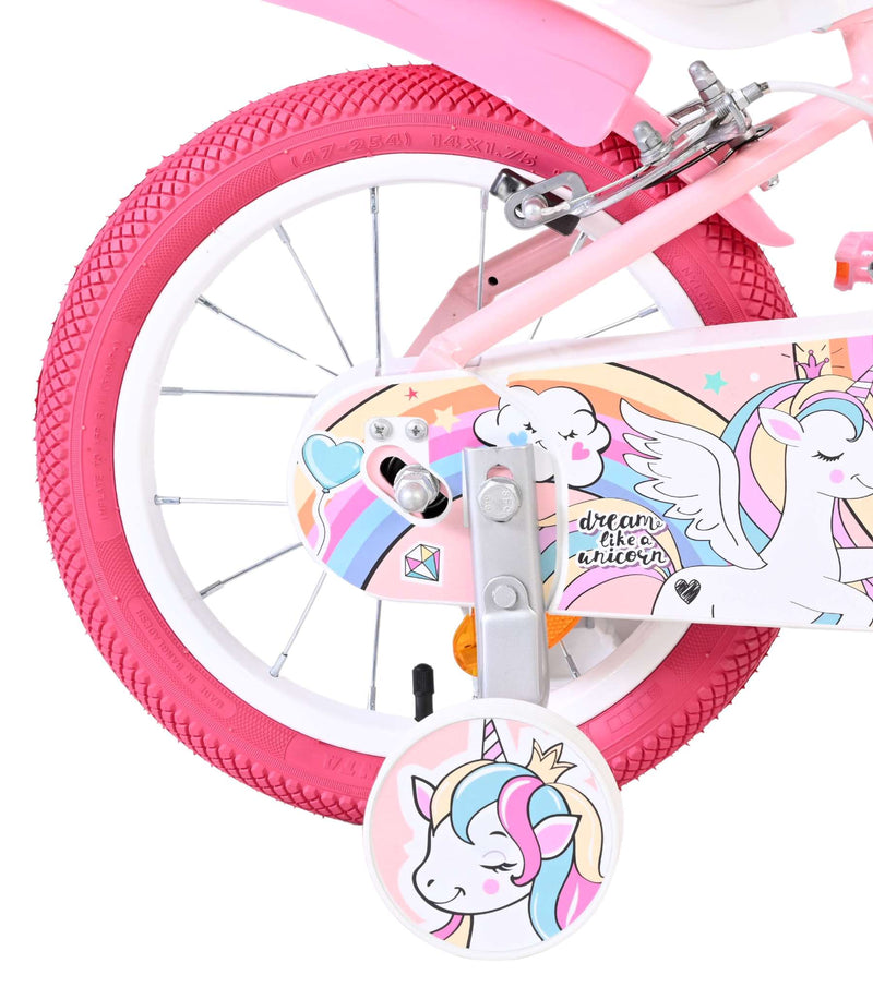 Load image into Gallery viewer, Volare unicorn kinderfiets - meisjes - 14 inch - roze - twee handremmen
