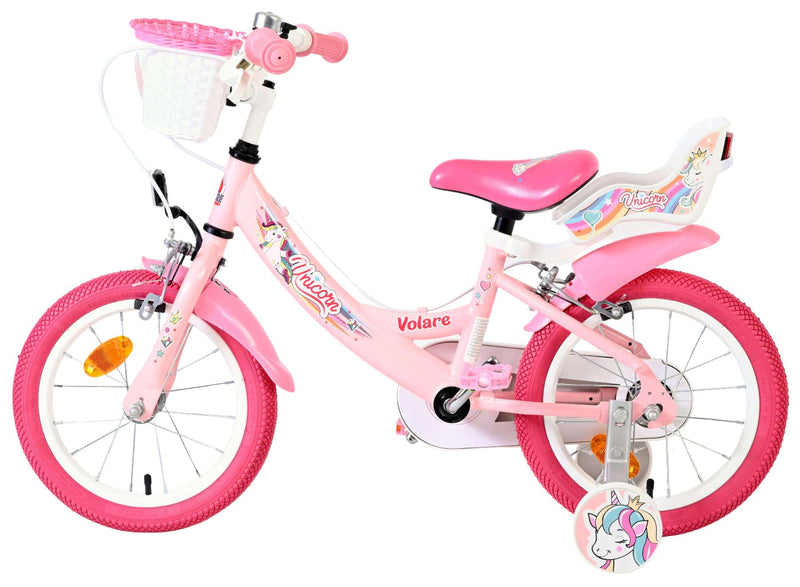 Load image into Gallery viewer, Volare unicorn kinderfiets - meisjes - 14 inch - roze - twee handremmen
