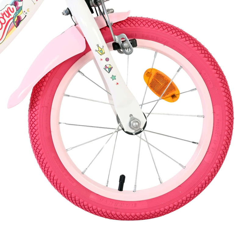 Load image into Gallery viewer, Volare unicorn kinderfiets - meisjes - 14 inch - wit - twee handremmen
