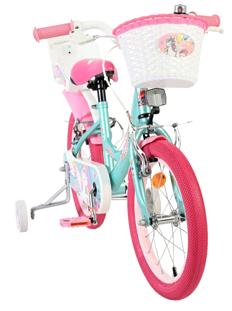Load image into Gallery viewer, Volare unicorn kinderfiets - meisjes - 16 inch - groen - twee handremmen
