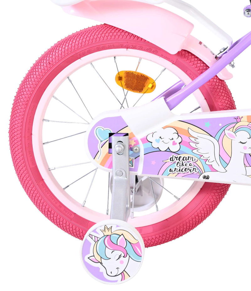Afbeelding laden in galerijviewer, Volare unicorn kinderfiets - meisjes - 16 inch - paars
