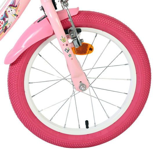 Volare unicorn kinderfiets - meisjes - 16 inch - roze - twee handremmen