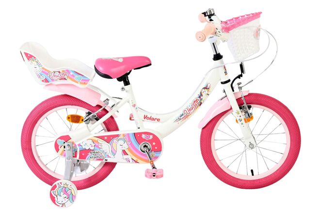 Load image into Gallery viewer, Volare unicorn kinderfiets - meisjes - 16 inch - wit - twee handremmen
