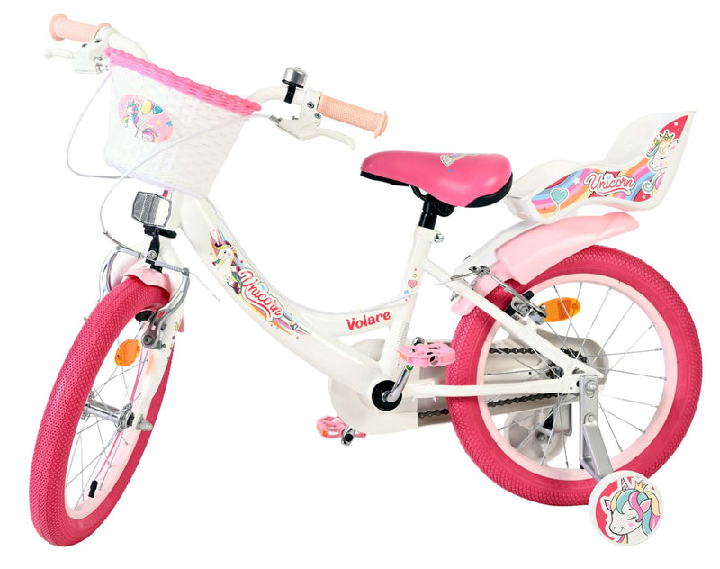 Load image into Gallery viewer, Volare unicorn kinderfiets - meisjes - 16 inch - wit - twee handremmen
