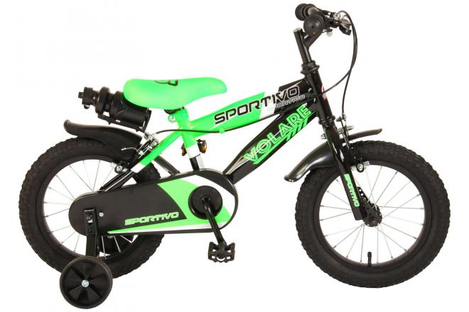 Load image into Gallery viewer, Volare Sportivo Kinderfiets Jongens 14 inch Neon Groen Zwart Twee Handremmen 95% afgemonteerd

