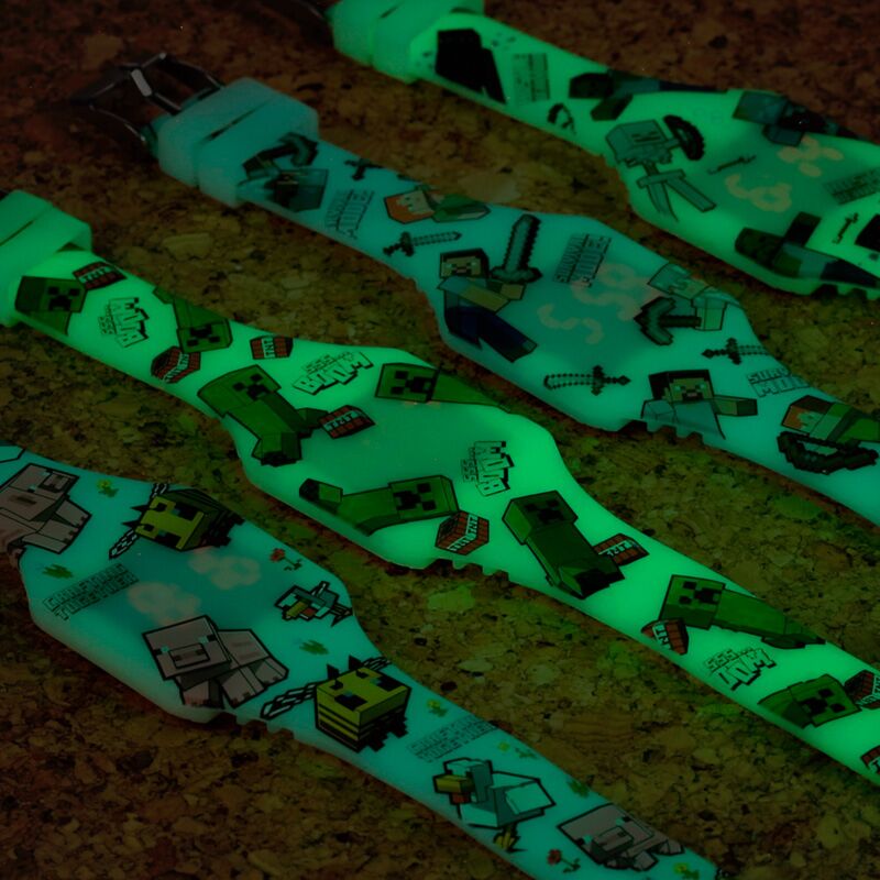 Load image into Gallery viewer, Union minecraft glow in the dark digitaal siliconen horloge
