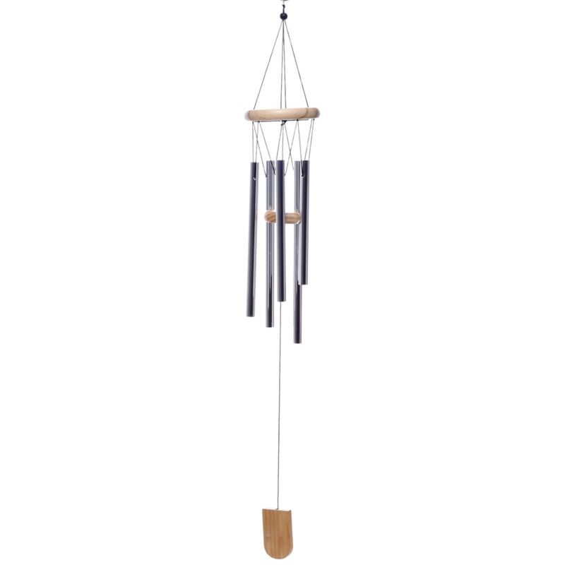 Load image into Gallery viewer, Houten windgong met metalen buizen 58cm
