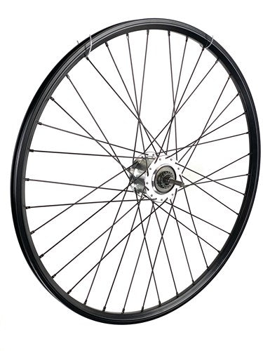 Achterwiel 28 inch 622 zwart rvs spaak 8v rollerbrake