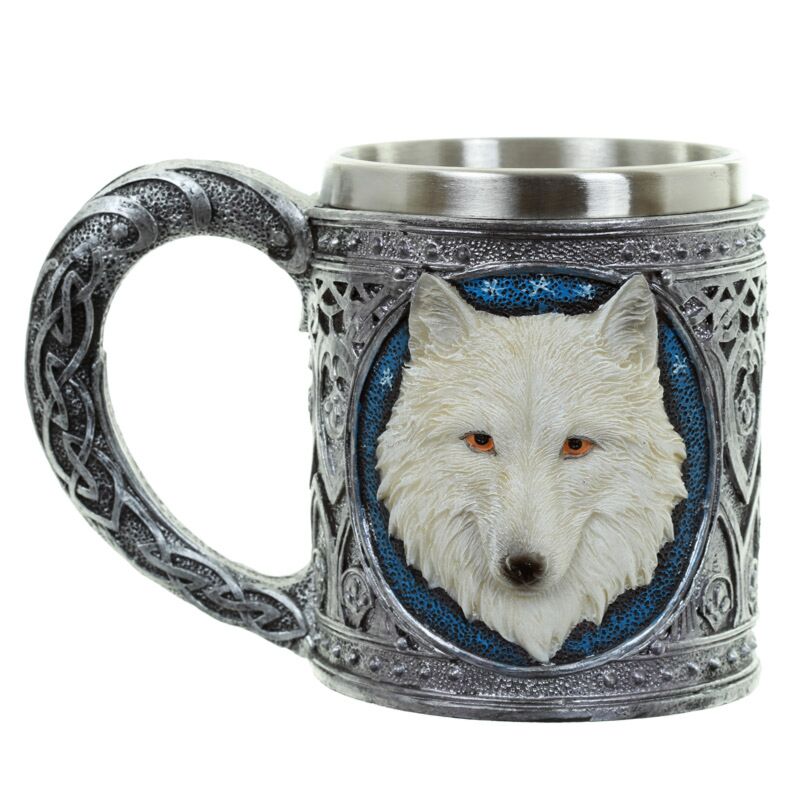 Load image into Gallery viewer, Decoratieve witte wolf drinkbeker
