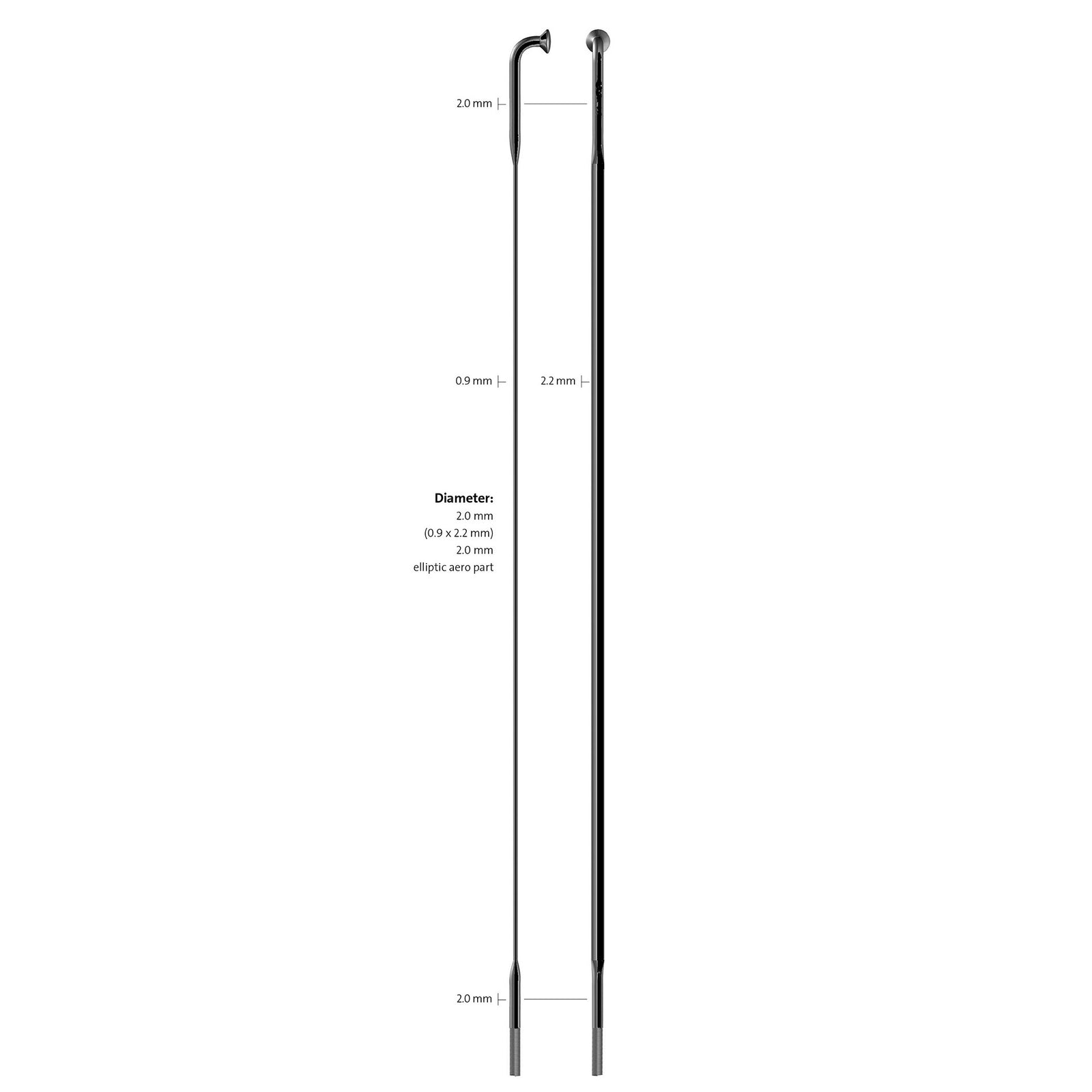 Sapim spaak 14-224 CX-Ray plat zwart met nippel (20st)