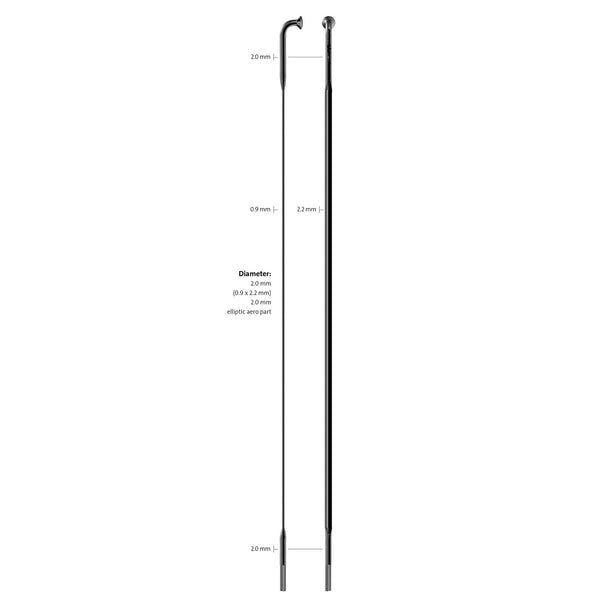 Sapim spaak 14-224 CX-Ray plat zwart met nippel (20st)