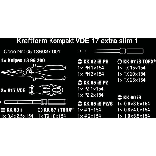 Wera Kraftform Kompakt VDE 17 extra slim 1, 16-delig